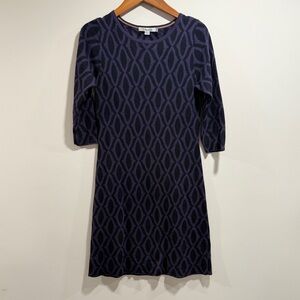 Boden Navy and Purple Long Sleeve Dress Size 8